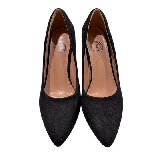 Trary Women's Shoes Basic Suede Heels Pointed Toe Black Size 7 - Picture 2 of 5